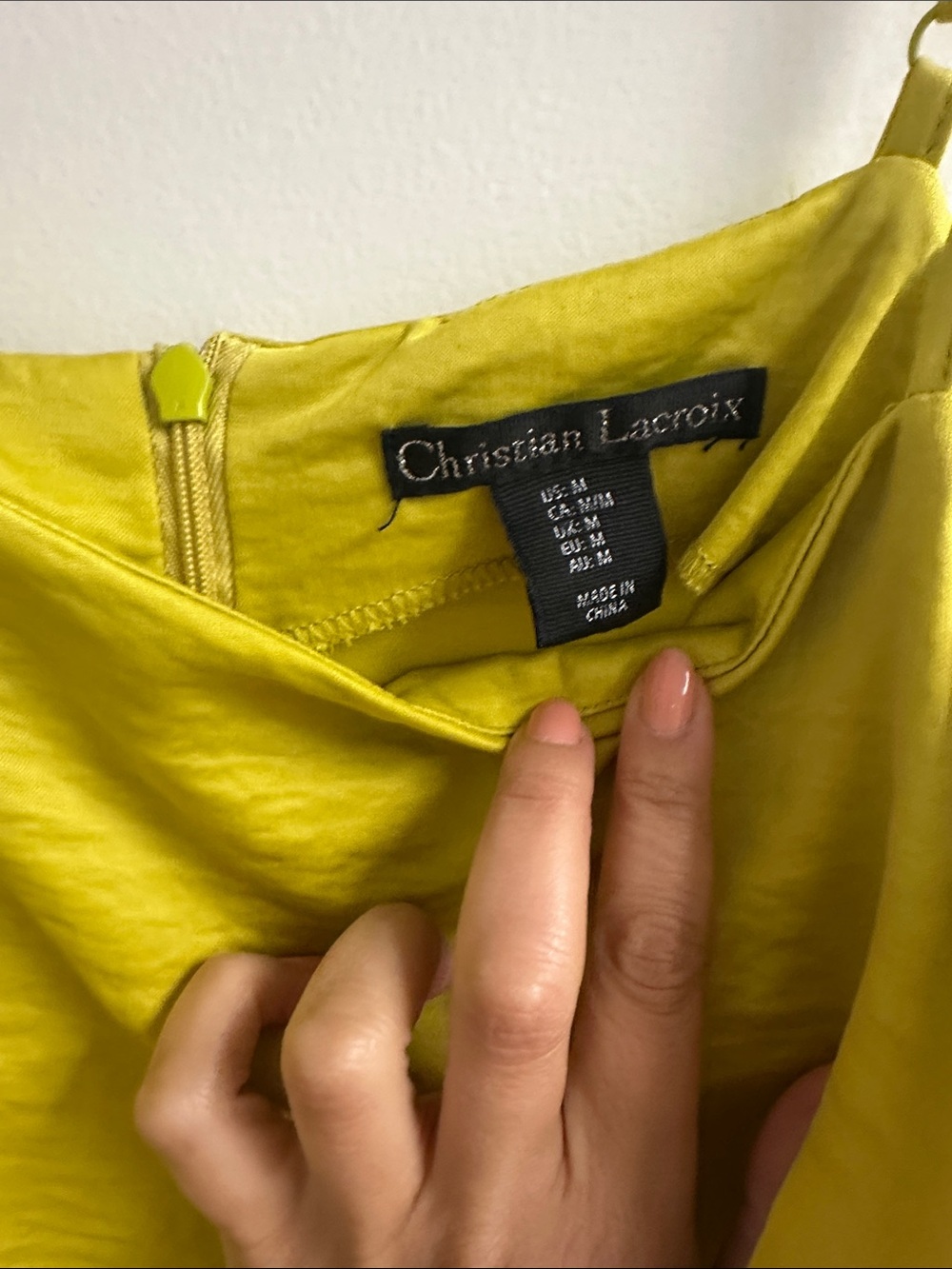 Christian Lacroix Lime Green Slip Midi Dress with Side Tie - Picture 3 of 4
